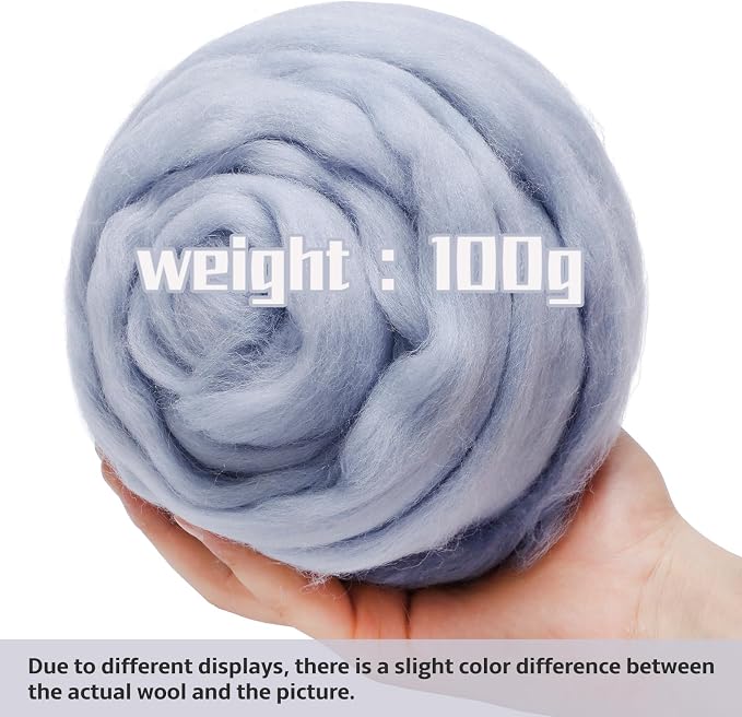 3.53oz Wool Roving Yarn, Wool Felting Supplies, Pure Wool, Chunky Yarn - Image 2