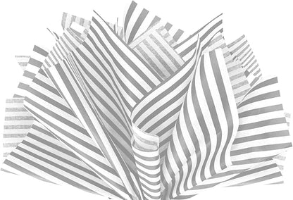 Flexicore Packaging Metallic Silver Pin Stripe Print Gift Wrap Tissue Paper by FlexicorePackaging