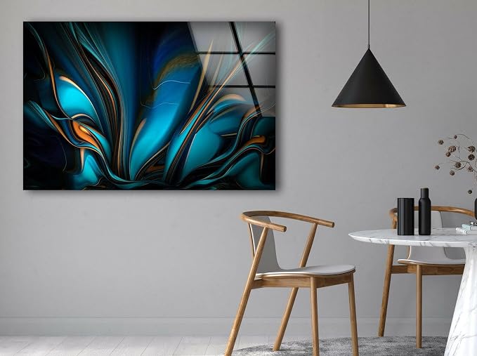My Photostation.com 28Wx18H'' Orange & Blue Abstract Glass Wall ArtTempered - Image 7