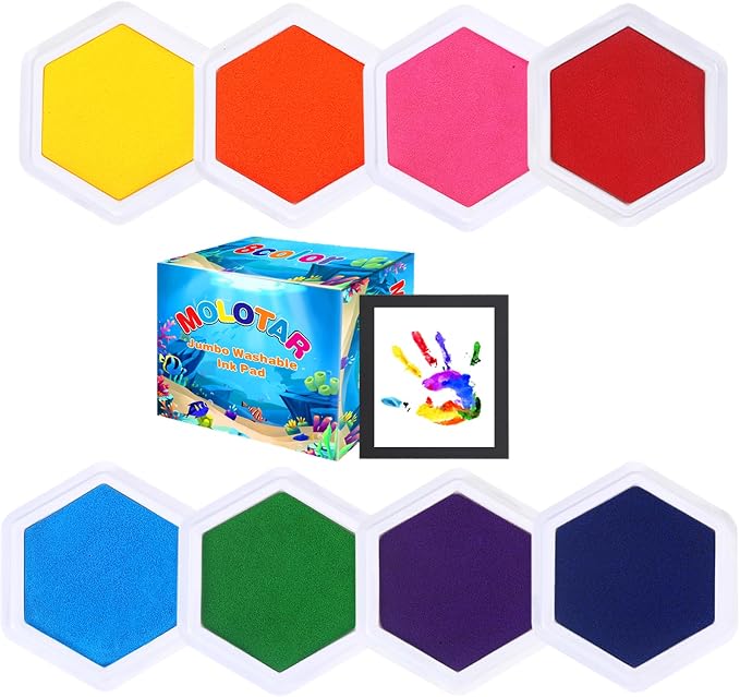 MoloTAR Craft Large Ink Pad Stamps Partner DIY Color, 8 Colors Hexagon Rainbow by MoloTAR