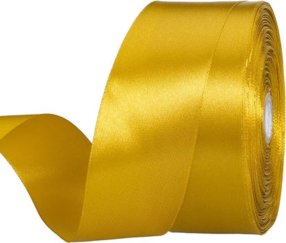 1 1/2 Inch Gold Solid Satin Ribbon, 50 Yards Craft Fabric Ribbon by YASEO