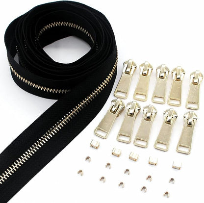 Leekayer #5 Metal Zippers Roll Bulk 2 Yards Black Zipper by The Yards by Leekayer