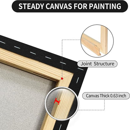 Black White Stretched Canvases for Painting Multi-Pack 3-Ea of11x14 8x10 5x7 - Image 2