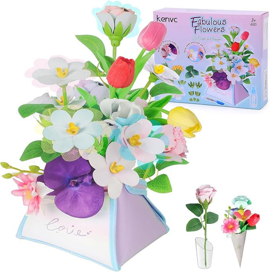 kenvc DIY Flower Bouquets Toys, Fabric Flower Market Toy is by Kenvc