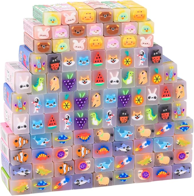 100 Pcs Cute Eraser for Kids Bulk Kawaii Erasers for Classroom Fun Erasers for by LiYiQ