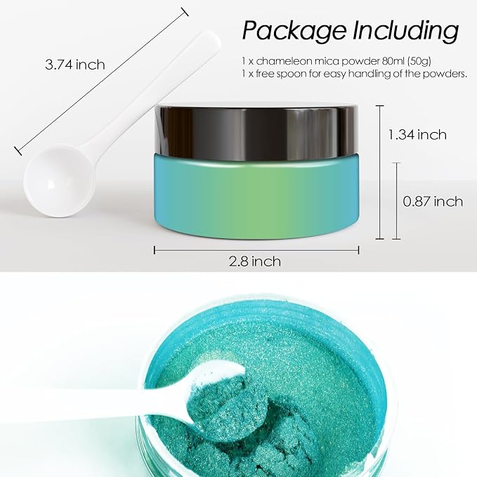Ceya Highly Chameleon Mica Pigment, 1.8oz/ 50g Aurora Green Chrome Powder - Image 4
