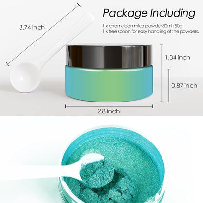 Ceya Highly Chameleon Mica Pigment, 1.8oz/ 50g Aurora Green Chrome Powder - Image 4