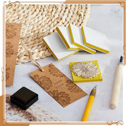 Frienda 24 Pcs 2" x 2" Rubber Carving Blocks Linoleum Blocks - Image 6