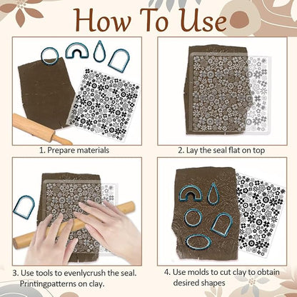 CHGCRAFT Polymer Clay Texture Sheets Cartoon Flowers Texture Stamp Sheets - Image 3