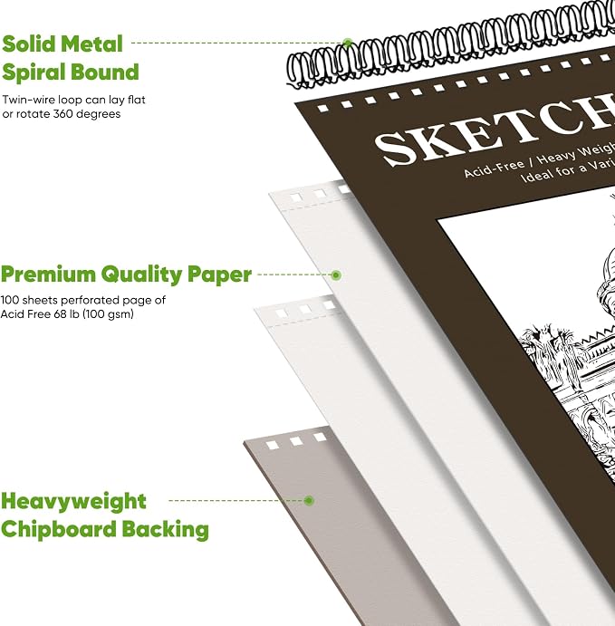 Soucolor 8" x 10" Blank Spiral Notebook| 100 Sheets 68lb/100gsm| Classroom Must - Image 2