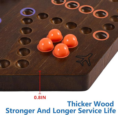 Wahoo Marble Board Game Thicken Wood 4 and 6 Players Fast Track Board Game 2 - Image 5