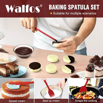 Walfos Silicone Spatula Set of 5-600°F Heat Resistant Kitchen Scraper Spatulas - Image 3