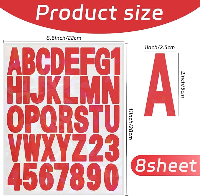 Starboling Letter Stickers, 2 inch 8 Sheets Red Alphabet Sticker, Self Adhesive - Image 2