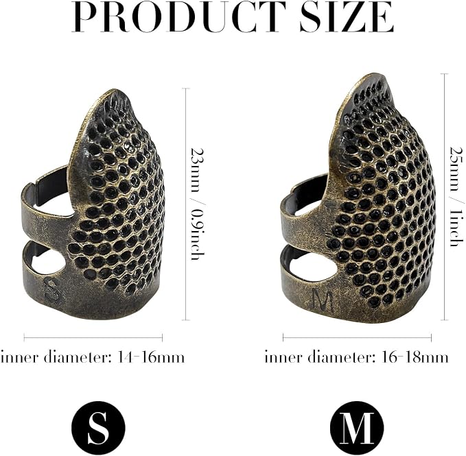 FR 4 Pack Sewing Thimble Finger Protector, Adjustable Finger Metal Shield - Image 2