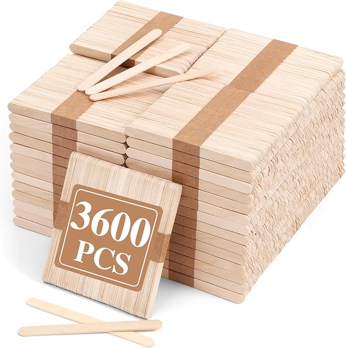 3600pcs Craft Sticks Bulk Natural Wooden Ice Cream Sticks, 4.5 Inch Popsicle by NEOACT