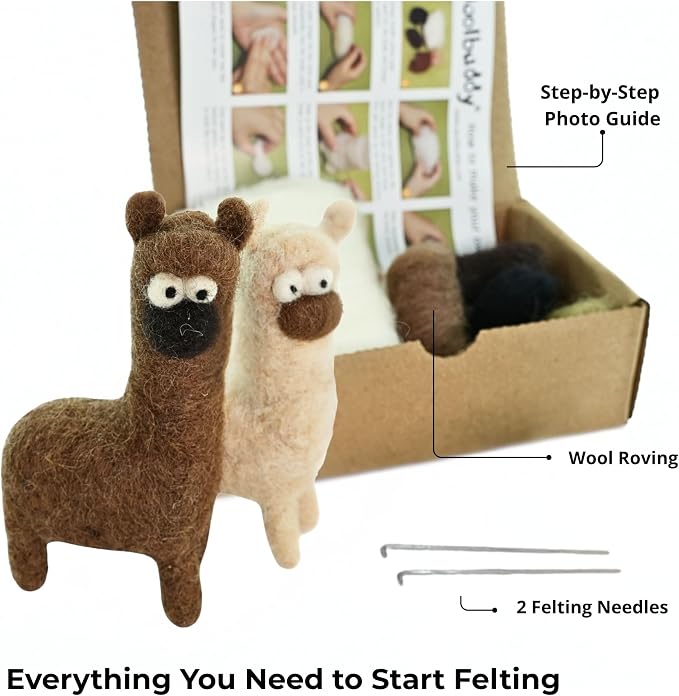 Woolbuddy Needle Felting Kit for Beginners & Adults – Llama DIY Felt Animal - Image 3