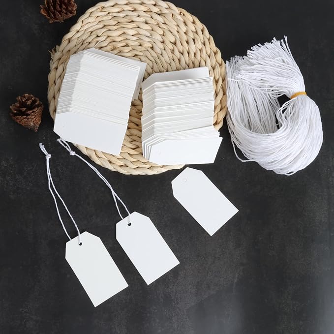 200 PCS Paper Gift Tags with Free 200 PCS Cotton Strings, Blank Hangtags - Image 2