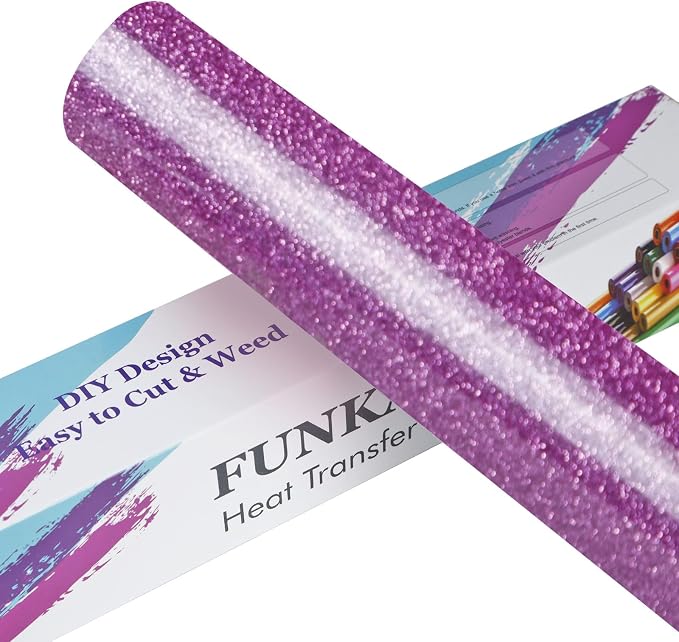 FUNKAKA Glitter Purple Pink HTV Heat Transfer Vinyl Rolls by FUNKAKA