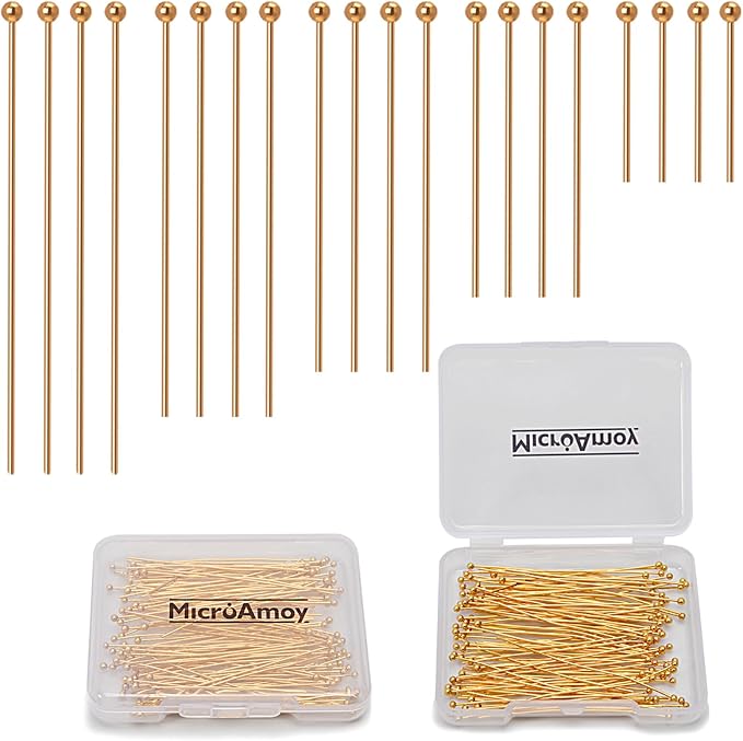 100pcs 18K Gold Filled Ball Pins Non Tarnish Craft Earring Bracelet Jewelry by MICROAMOY