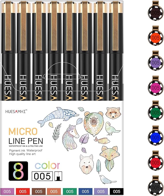 005 Micro Pen, 8 Colors Waterproof Ink, FineLiner Pens by Unknown