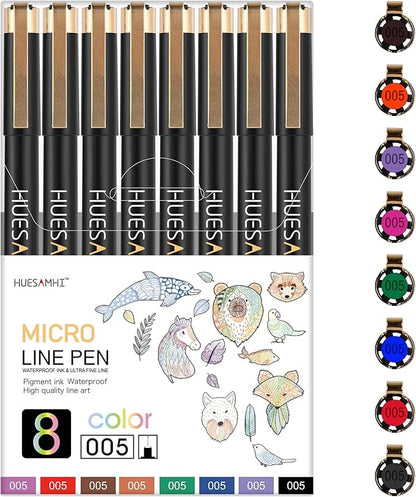 005 Micro Pen, 8 Colors Waterproof Ink, FineLiner Pens by Unknown
