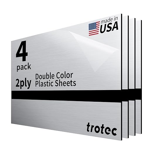 Trotec | Metallic Looking Acrylic Sheet | 12"x20"x1/16, Name Plate | USA Made by TrotecEngravingSupplies