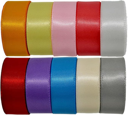 1-1/2 Inch Double-Faced Satin Ribbon 50 Yards Set, “Morning Meadow”–10 Nature by XYMAO