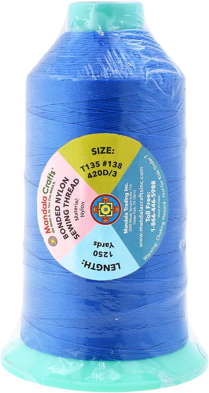 Mandala Crafts Bonded Nylon Thread Sky Blue Heavy Duty Sewing Threads - Image 3