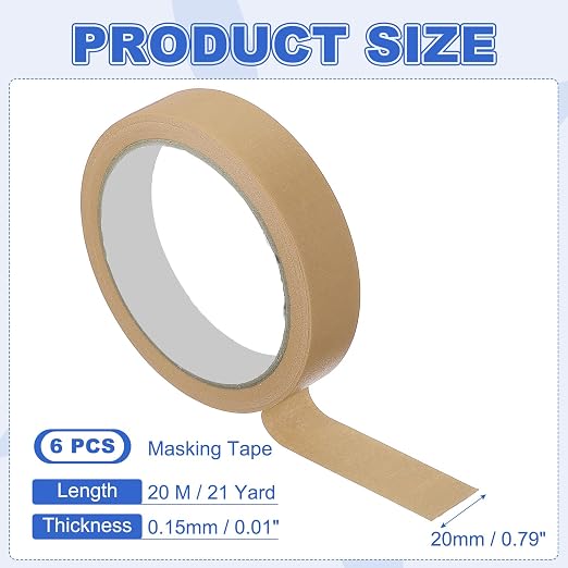 MECCANIXITY Masking Tape 0.8 Inch x 21 Yard Painter's Tape Brown Paint Tapes - Image 2