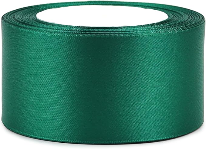 Dark Green Solid Satin Ribbon 2 Inch 25 Yards Solid Polyester Fabric Ribbon - Image 7