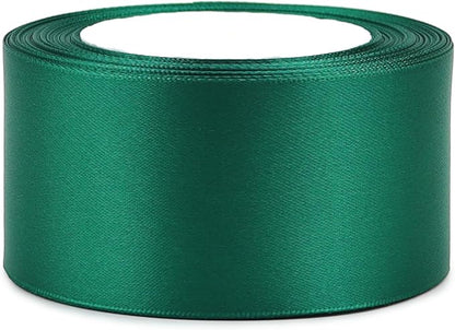 Dark Green Solid Satin Ribbon 2 Inch 25 Yards Solid Polyester Fabric Ribbon - Image 7