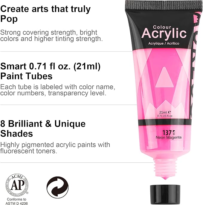 AUREUO Neon Acrylic Paint Set - Image 5