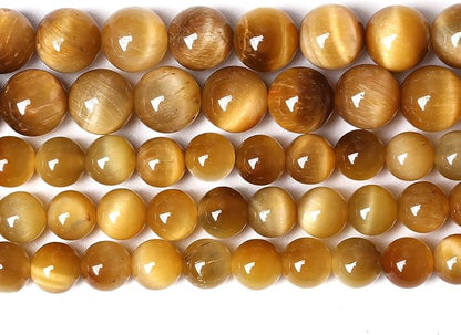 12mm 32pcs Natural Gemstone Gold Tiger Eye Beads Round Spacer Loose Beads by NaturalStoneBeads