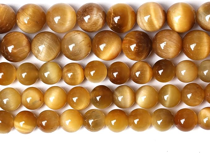 8mm 45pcs Natural Gemstone Gold Tiger Eye Beads Round Spacer Loose Beads by NaturalStoneBeads