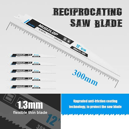 5 Pack 12 inch Reciprocating Saw Blades Set, 8+10 TPI High Carbon Saw Blades - Image 2