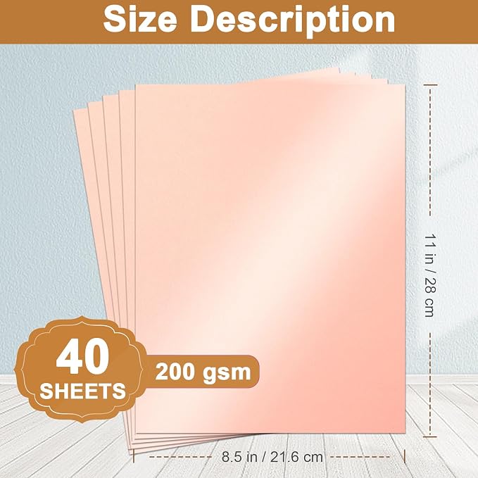 40 Sheets Pink Shimmer Cardstock 8.5 x 11 Crafts Paper, 75lb Heavyweight Card - Image 2