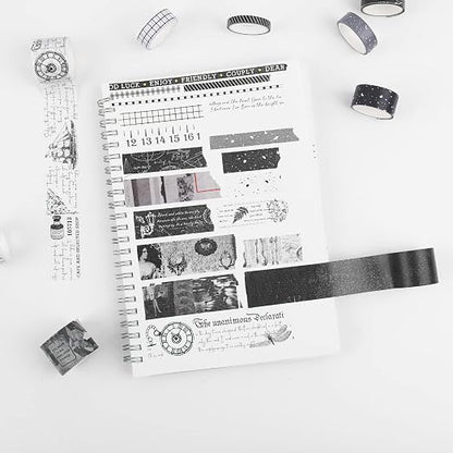 Dizdkizd Black and White Washi Tape Set, 20 Rolls Gothic Aesthetic Japanese - Image 4