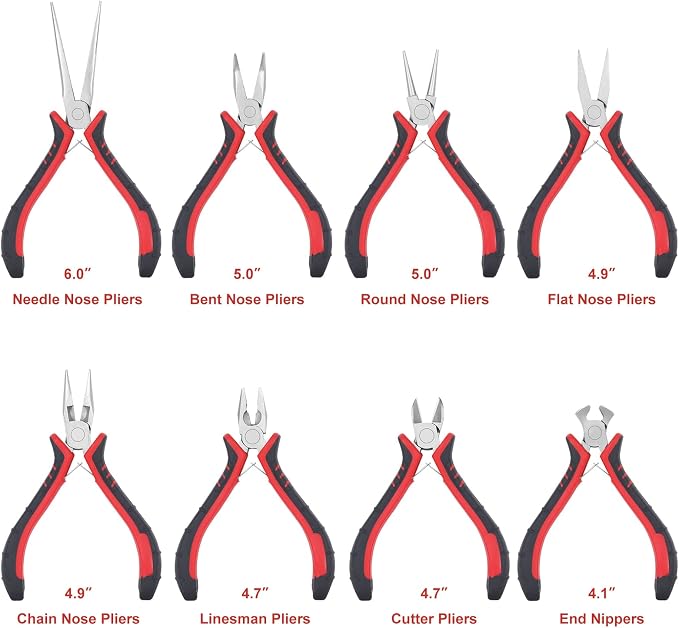 Jewelry Pliers Sets Jewelers Making Tools Kit, Professional 8 piece Mini Wire - Image 2