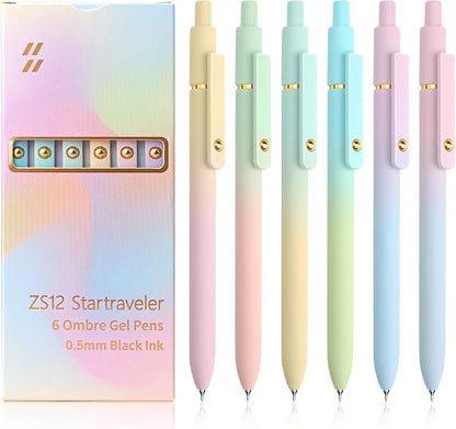 6 Pcs Gel Pens 0.5mm Quick Dry Black Ink Pens Fine Point Smooth Writing Pens by UIXJODO