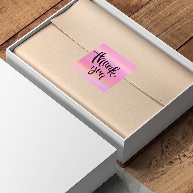 Square Thermal Labels Stickers 2" x 2", Holographic Pink Thermal Stickers Labels - Image 4