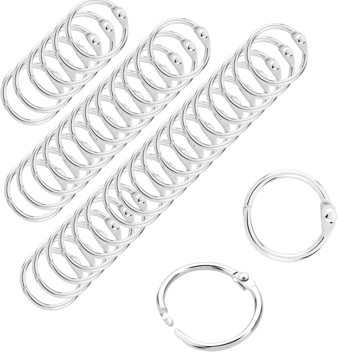 CooBigo 50 Pack Binder Ring, Metal Book Ring Paper Ring Holder 5/8" Loose Leaf by CooBigo