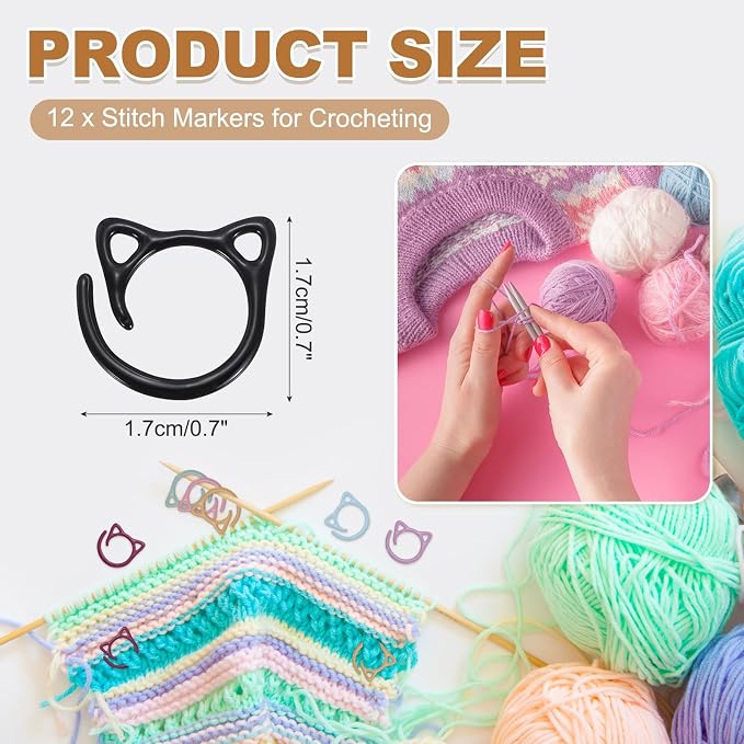 PATIKIL Cat Crochet Stitch Markers, 12 Pack Stitch Marker - Image 2