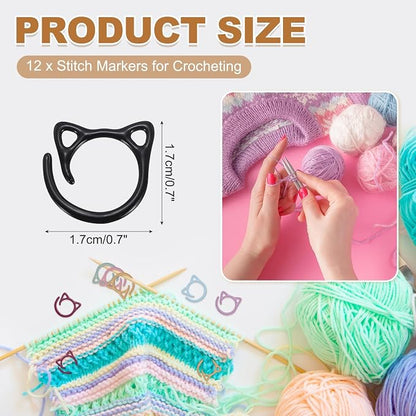 PATIKIL Cat Crochet Stitch Markers, 12 Pack Stitch Marker - Image 2