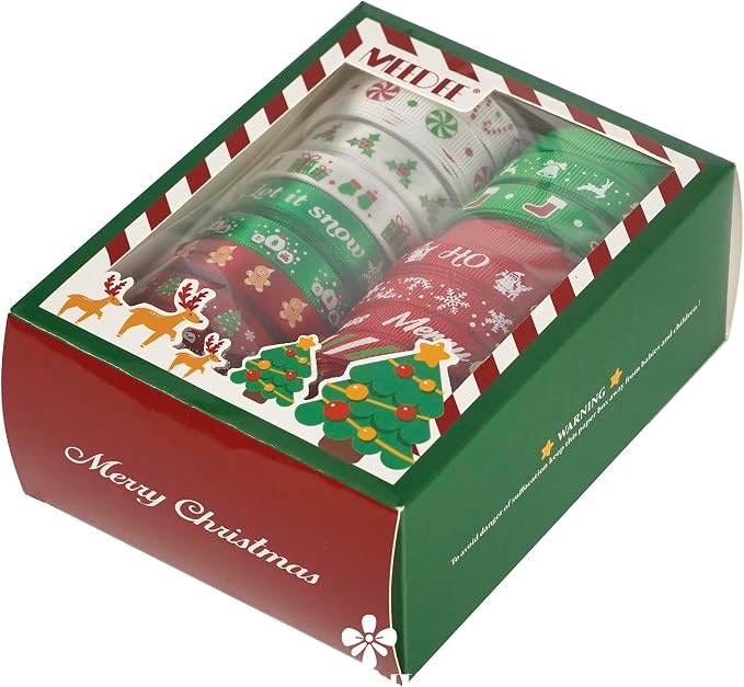 MEEDEE 3/8 inch 100 Yards Assorted Christmas Ribbon - Image 9
