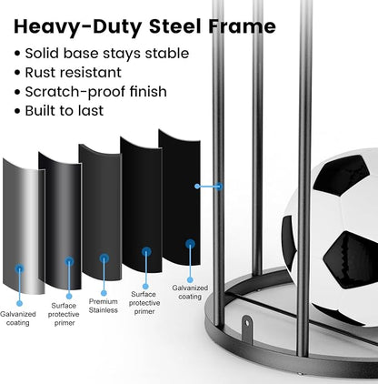 Garage Ball Storage Rack – Freestanding & Wall Mounted Sports Organizer - Image 4