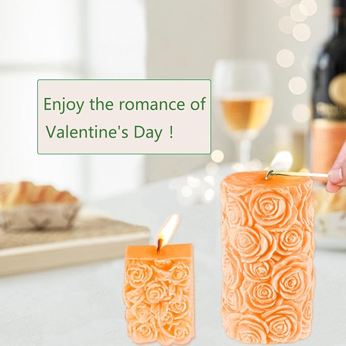 3PCS Rose Molds Silicone Candle Molds, Acxydm Valentine's Day Large Pillar - Image 3