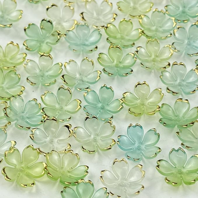 100pcs Acrylic Flower Beads, 19mm Cherry Blossom Plastic Gradient Flower Spacer by Unknown
