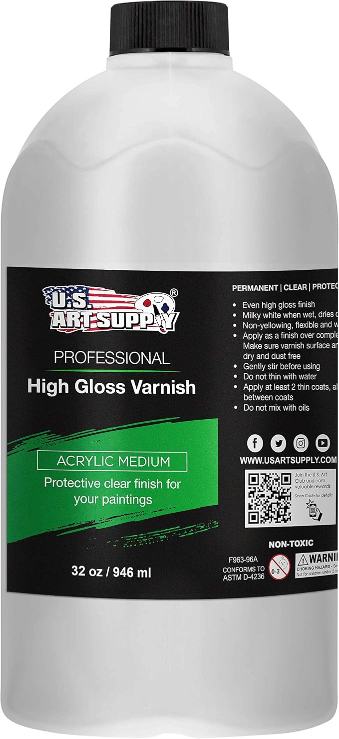 U.S. Art Supply 32 oz High Gloss Varnish by USArtSupply