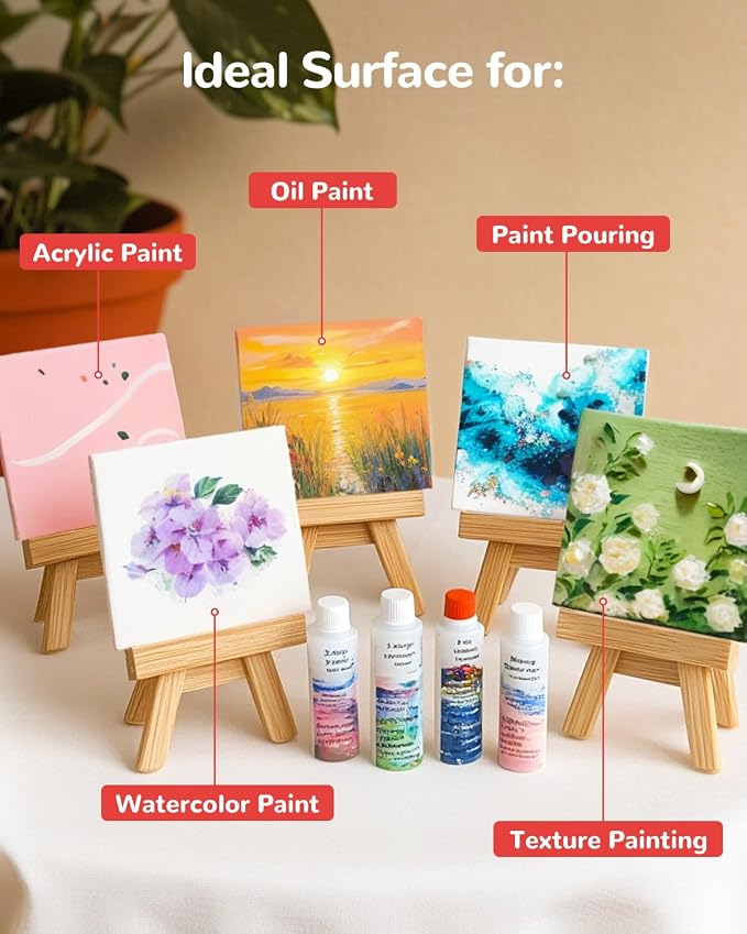 Mini Canvas Boards for Painting 24 Pack, 4x4 Inch Canvas Panels, 100% Cotton - Image 3