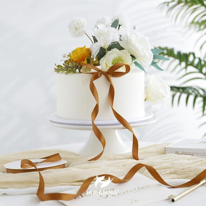HUIHUANG Copper Satin Ribbon 1/2 inch X 50 Yards Continuous, Bronze - Image 3
